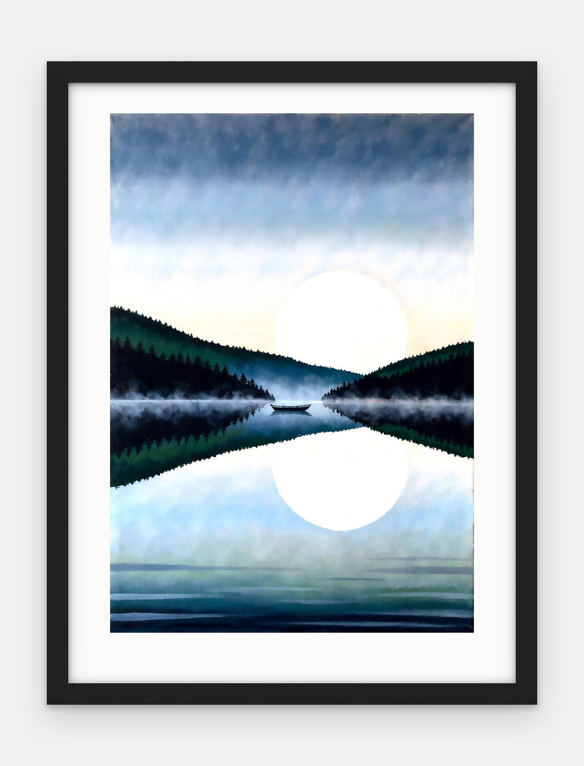 Plakat Jezioro w ramie, oprawa: drewno czarne, z passe-partout, format 30 × 40 cm