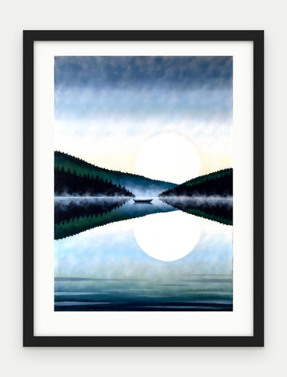 Plakat Jezioro w ramie, oprawa: drewno czarne, z passe-partout, format 30 × 40 cm
