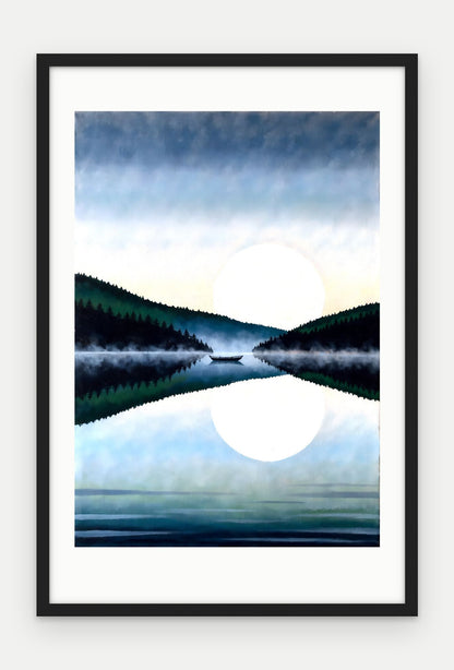 Plakat Jezioro w ramie, oprawa: drewno czarne, z passe-partout, format 40 × 60 cm
