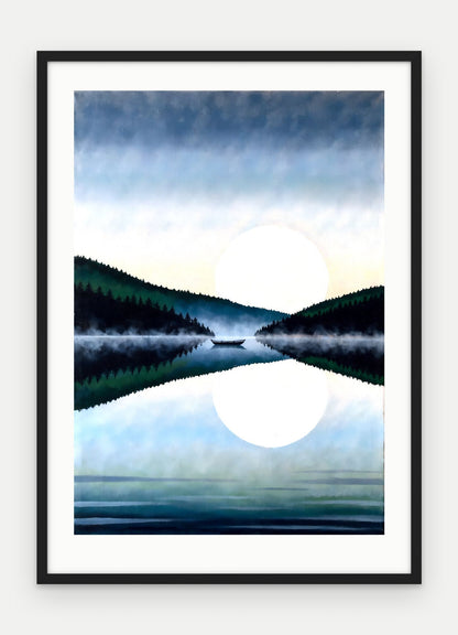 Plakat Jezioro w ramie, oprawa: drewno czarne, z passe-partout, format 50 × 70 cm