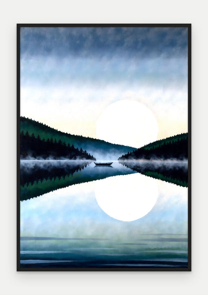 Plakat Jezioro w ramie, oprawa: drewno czarne, format 70 × 100 cm