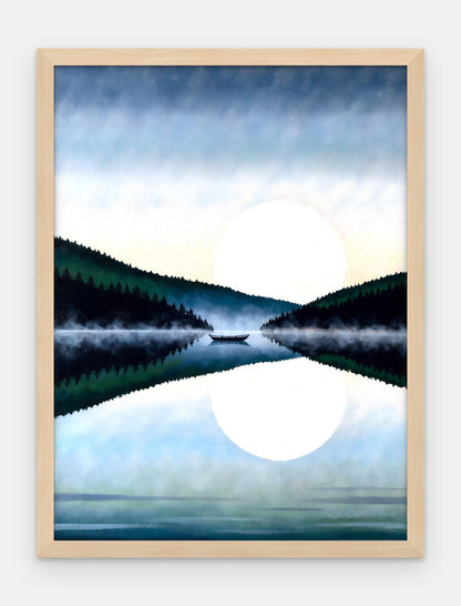 Plakat Jezioro w ramie, oprawa: drewno naturalne, format 30 × 40 cm