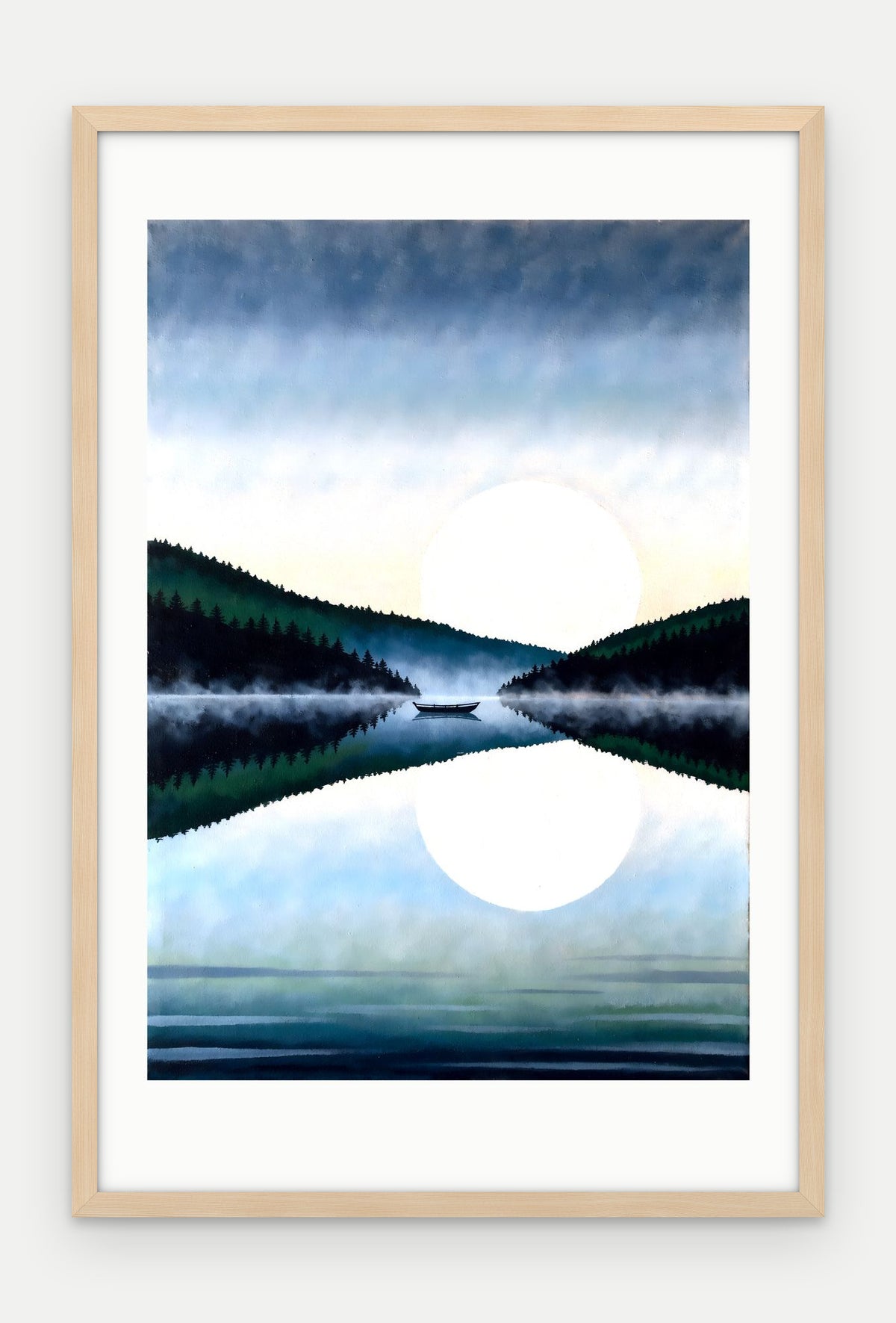 Plakat Jezioro w ramie, oprawa: drewno naturalne, z passe-partout, format 40 × 60 cm