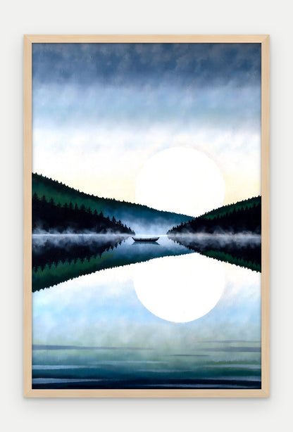 Plakat Jezioro w ramie, oprawa: drewno naturalne, format 40 × 60 cm