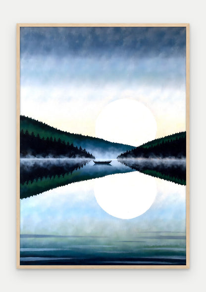 Plakat Jezioro w ramie, oprawa: drewno naturalne, format 70 × 100 cm