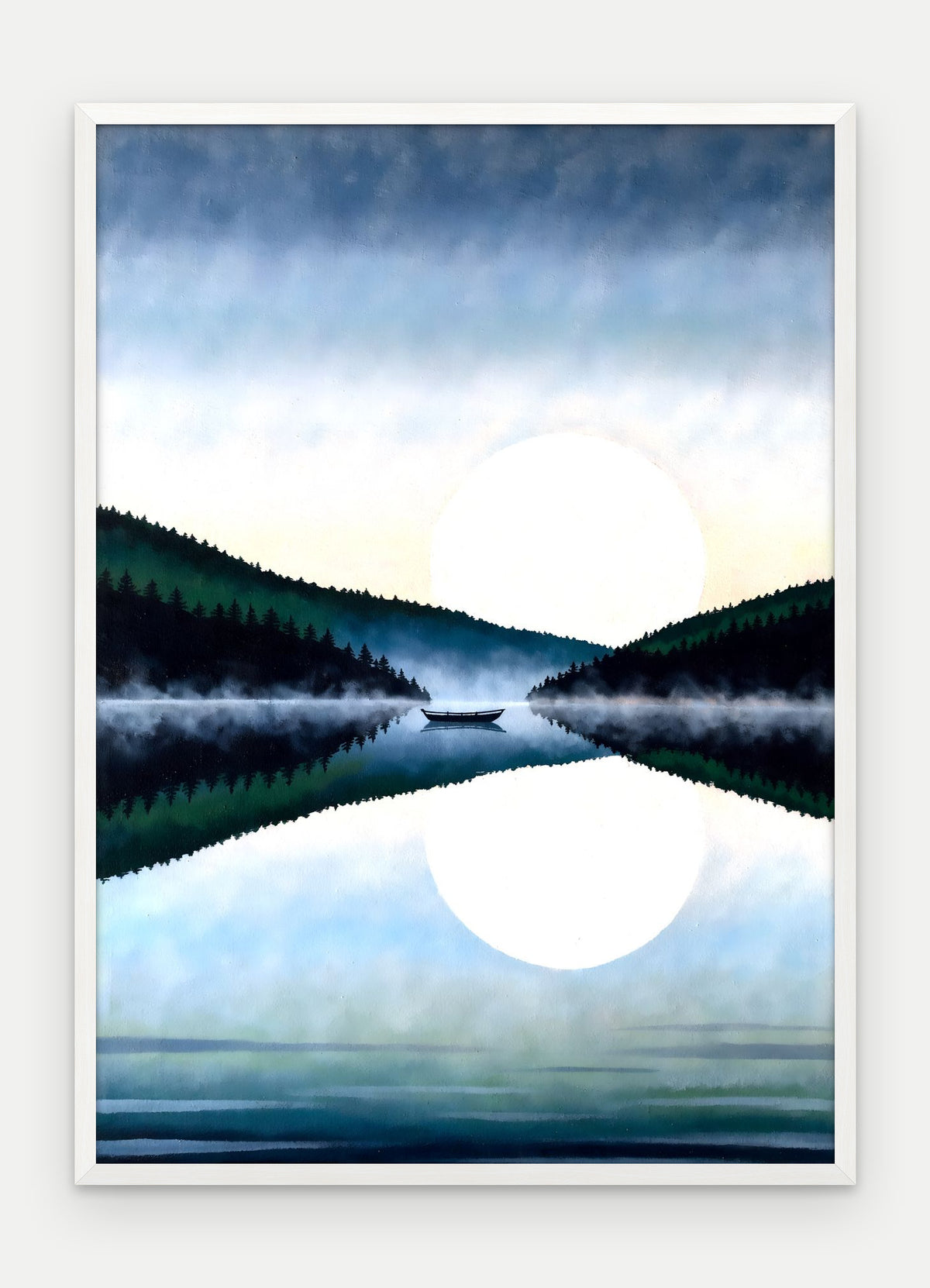 Plakat Jezioro w ramie, oprawa: drewno białe, format 50 × 70 cm