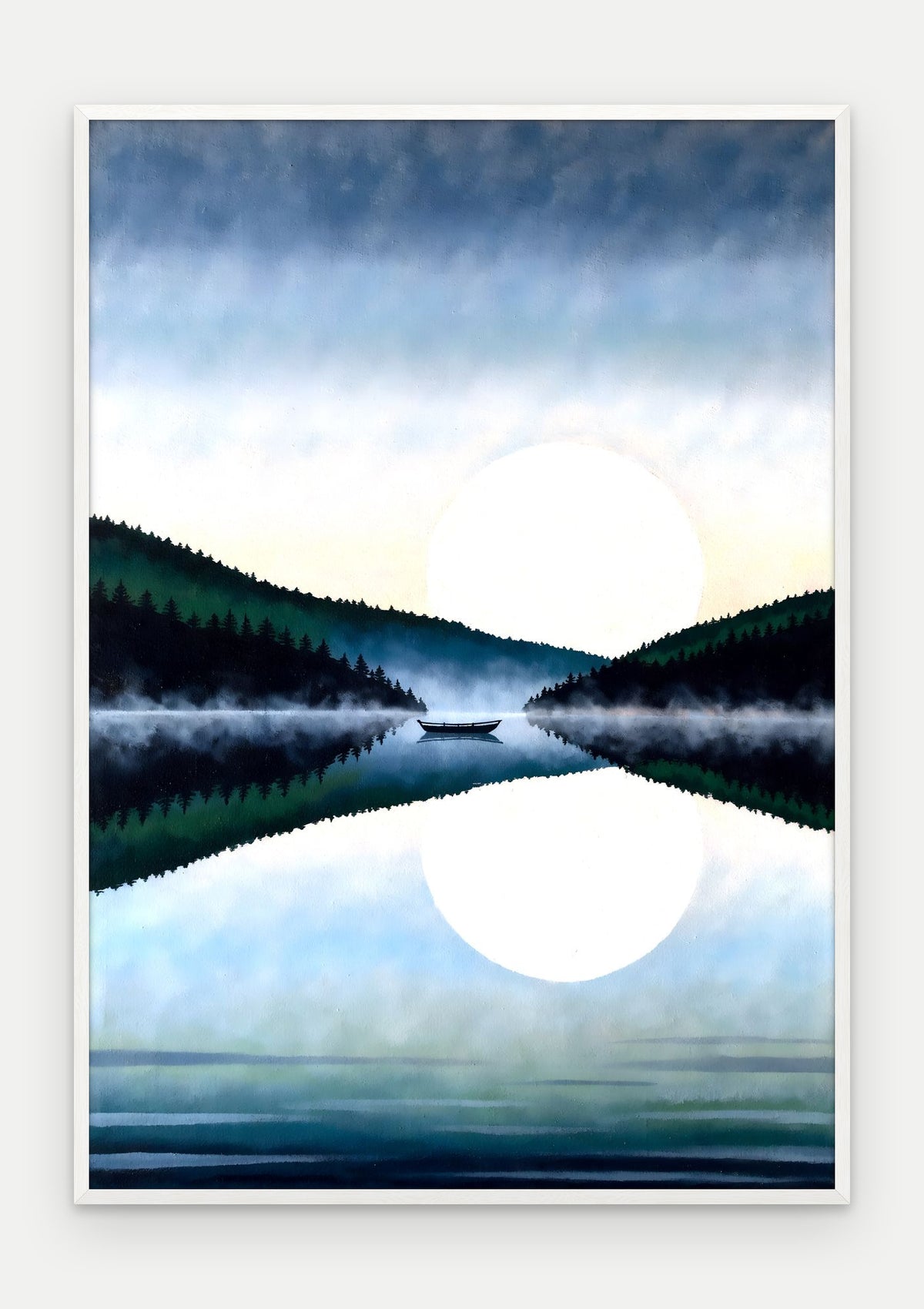 Plakat Jezioro w ramie, oprawa: drewno białe, format 70 × 100 cm