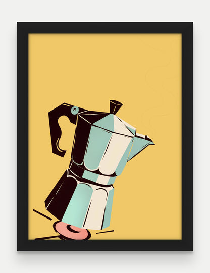 Obraz na płótnie Kawiarka na kuchence w ramie, oprawa: drewno czarne, format 30 × 40 cm