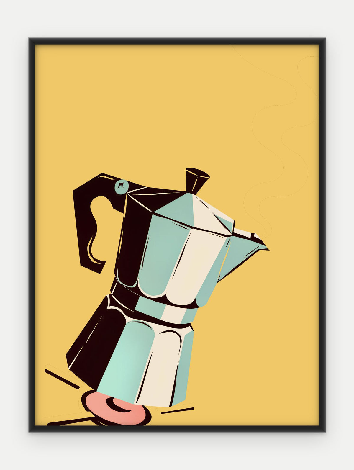 Plakat Kawiarka na kuchence w ramie, oprawa: aluminium czarne, format 30 × 40 cm