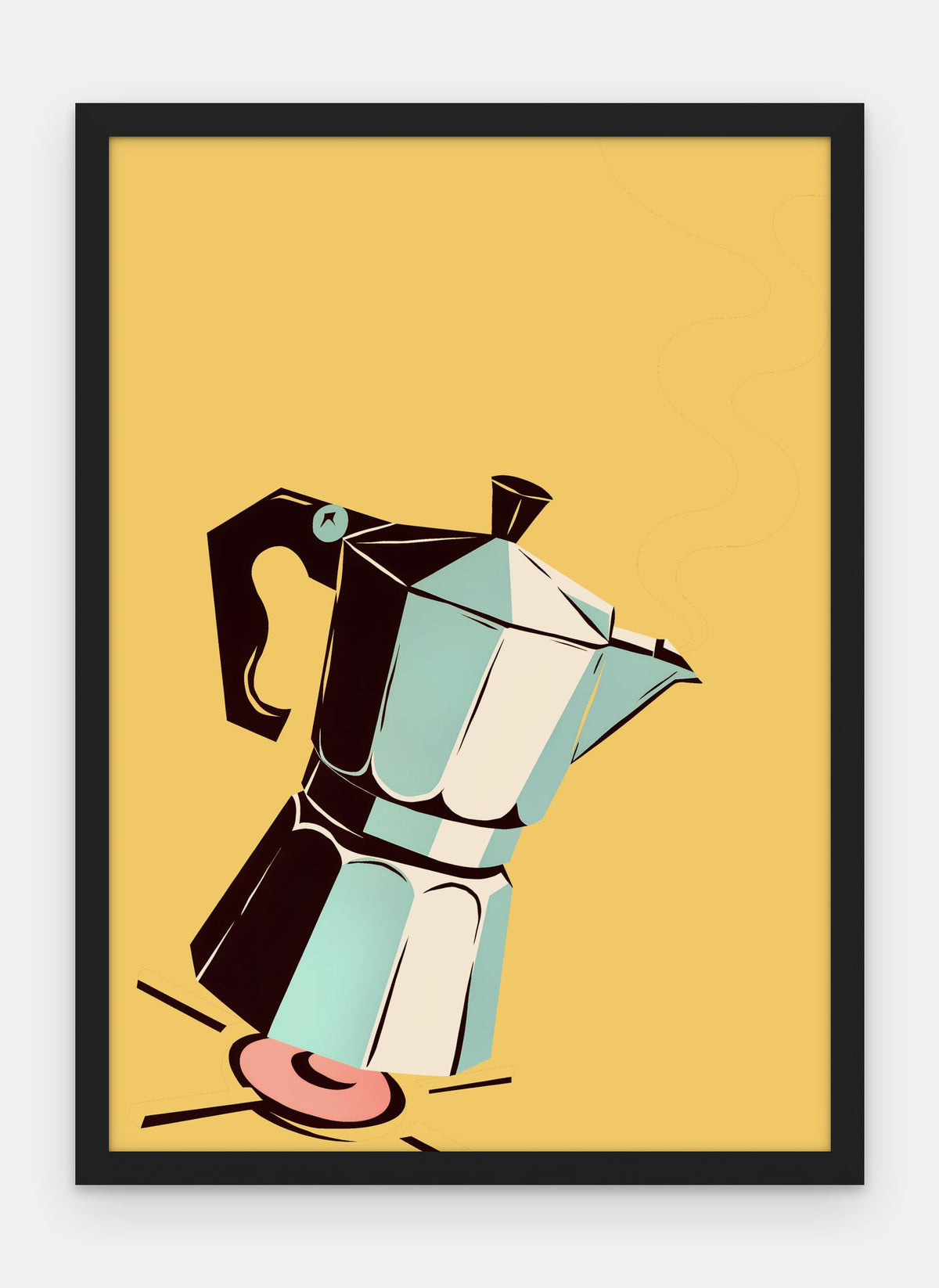 Plakat Kawiarka na kuchence w ramie, oprawa: drewno czarne, format 50 × 70 cm