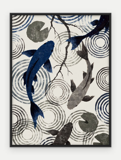 Plakat Koi w ramie, oprawa: aluminium czarne, format 30 × 40 cm
