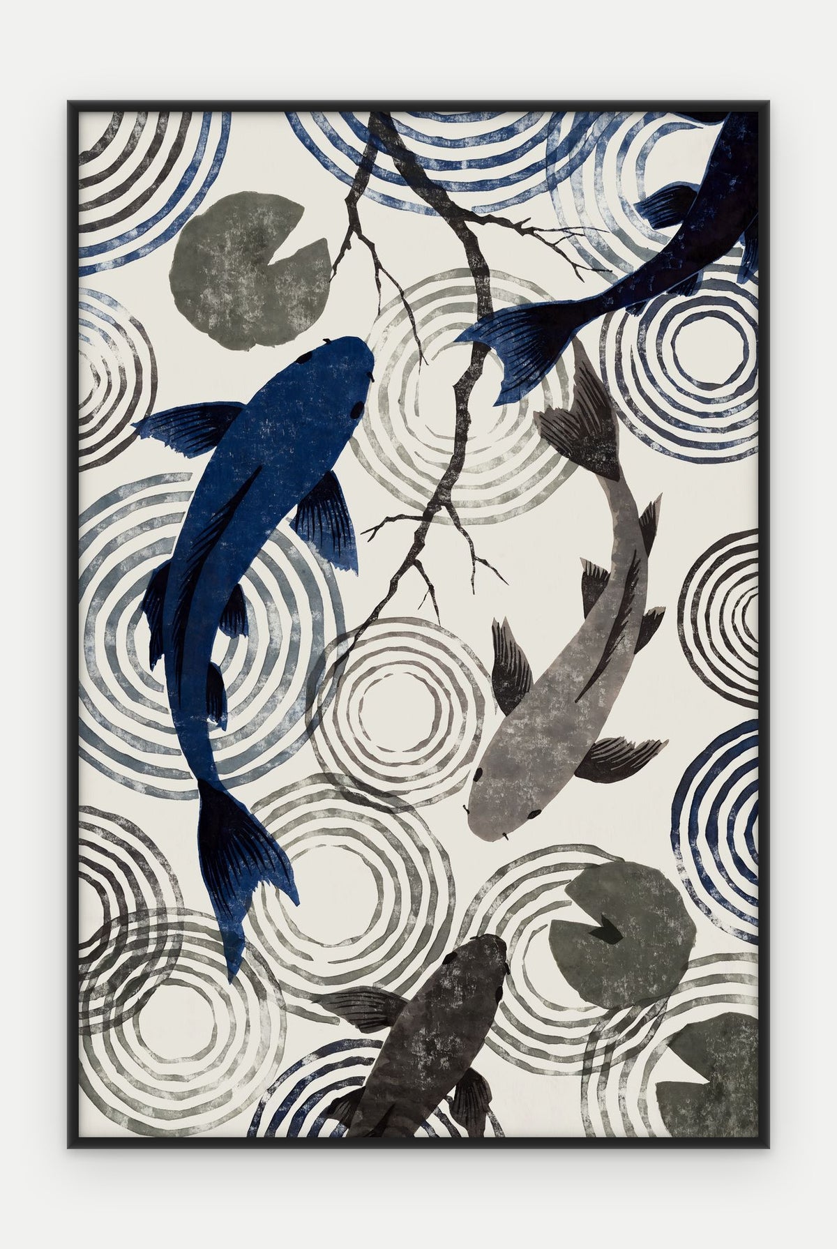 Plakat Koi w ramie, oprawa: aluminium czarne, format 40 × 60 cm