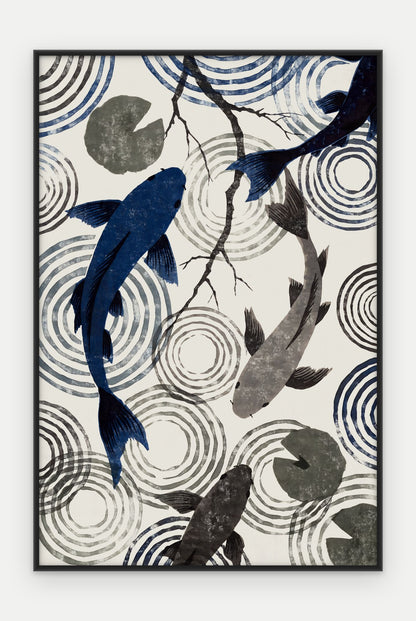 Plakat Koi w ramie, oprawa: aluminium czarne, format 40 × 60 cm