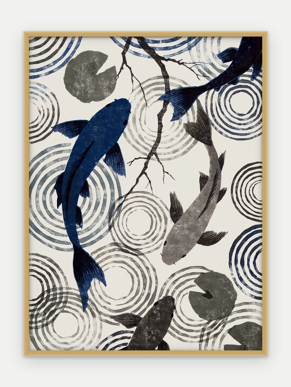 Plakat Koi w ramie, oprawa: aluminium złote, format 30 × 40 cm