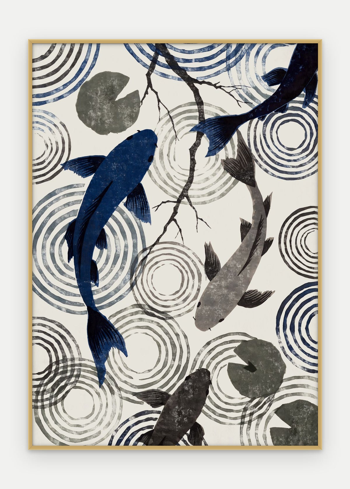 Plakat Koi w ramie, oprawa: aluminium złote, format 50 × 70 cm