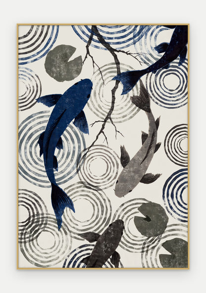 Plakat Koi w ramie, oprawa: aluminium złote, format 70 × 100 cm