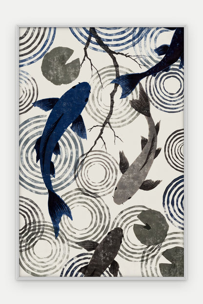 Plakat Koi w ramie, oprawa: aluminium srebrne, format 40 × 60 cm