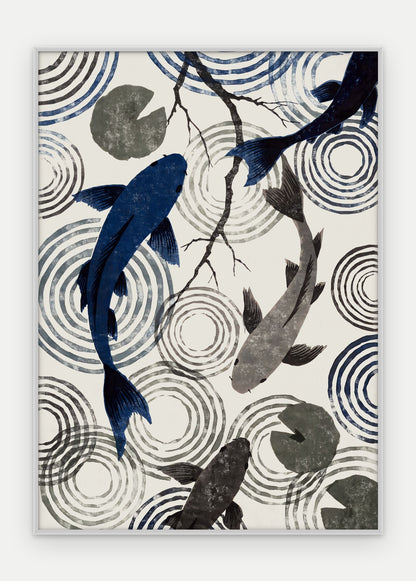 Plakat Koi w ramie, oprawa: aluminium srebrne, format 50 × 70 cm