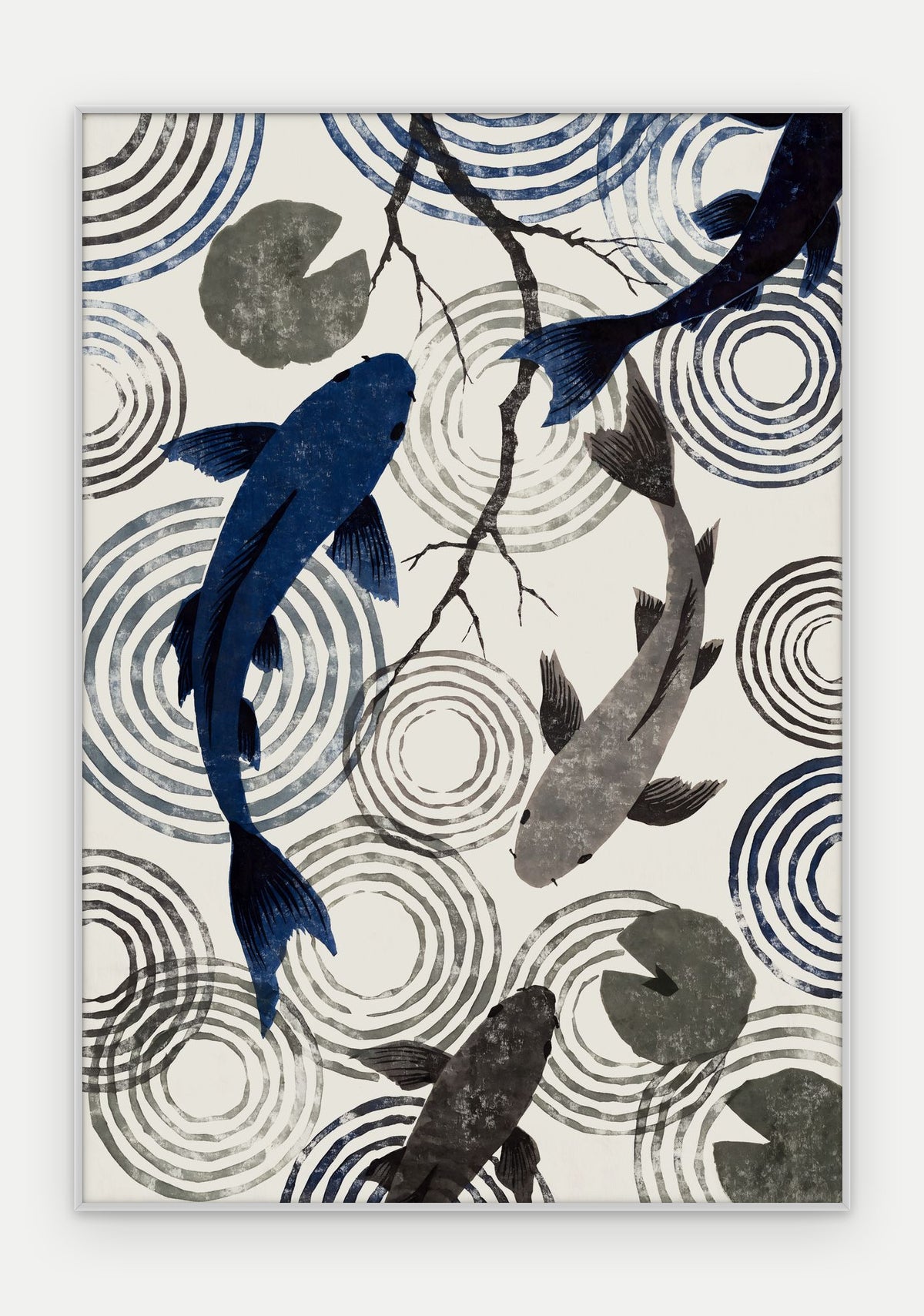 Plakat Koi w ramie, oprawa: aluminium srebrne, format 70 × 100 cm