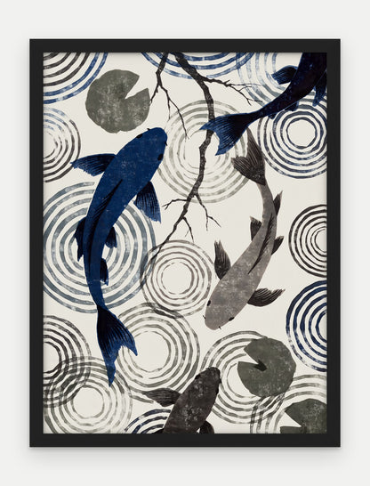 Plakat Koi w ramie, oprawa: drewno czarne, format 30 × 40 cm
