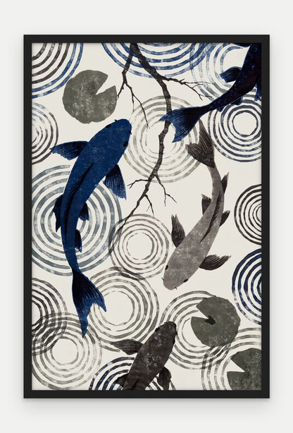 Plakat Koi w ramie, oprawa: drewno czarne, format 40 × 60 cm
