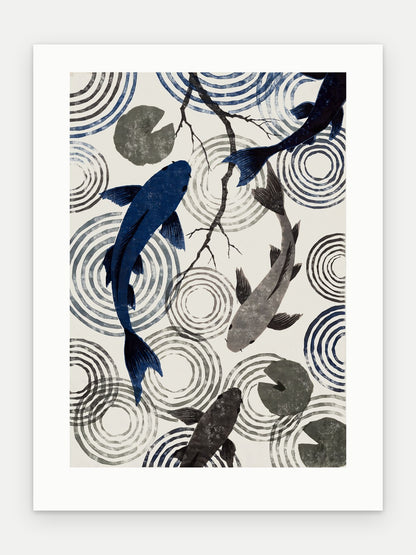 Plakat Koi bez oprawy, z passe-partout, format 30 × 40 cm