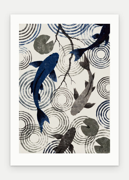 Plakat Koi bez oprawy, z passe-partout, format 50 × 70 cm