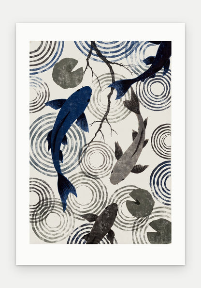 Plakat Koi bez oprawy, z passe-partout, format 70 × 100 cm