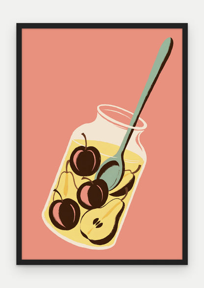 Plakat Kompot w ramie, oprawa: drewno czarne, format 70 × 100 cm