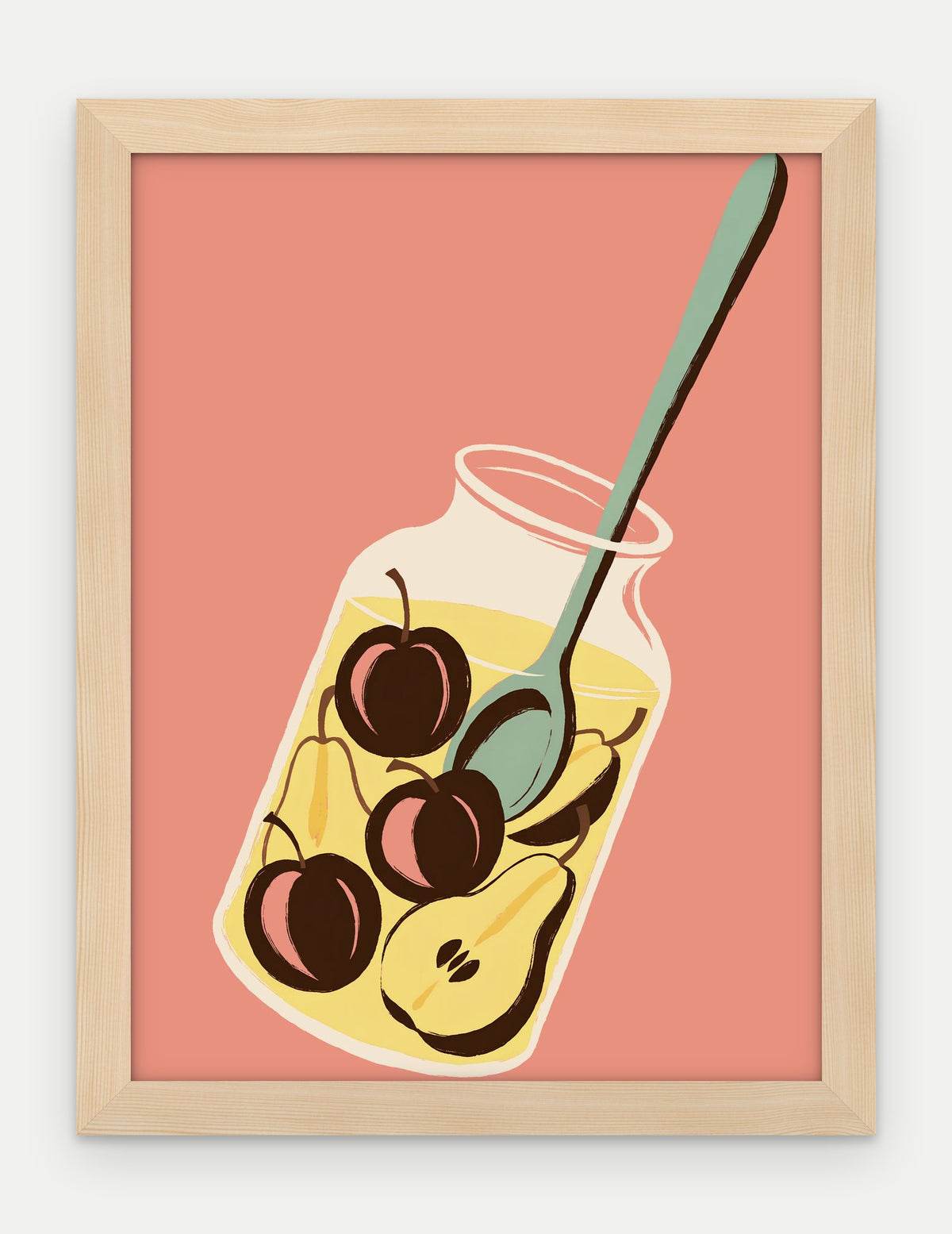 Plakat Kompot w ramie, oprawa: drewno naturalne, format 30 × 40 cm