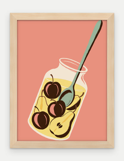 Plakat Kompot w ramie, oprawa: drewno naturalne, format 30 × 40 cm