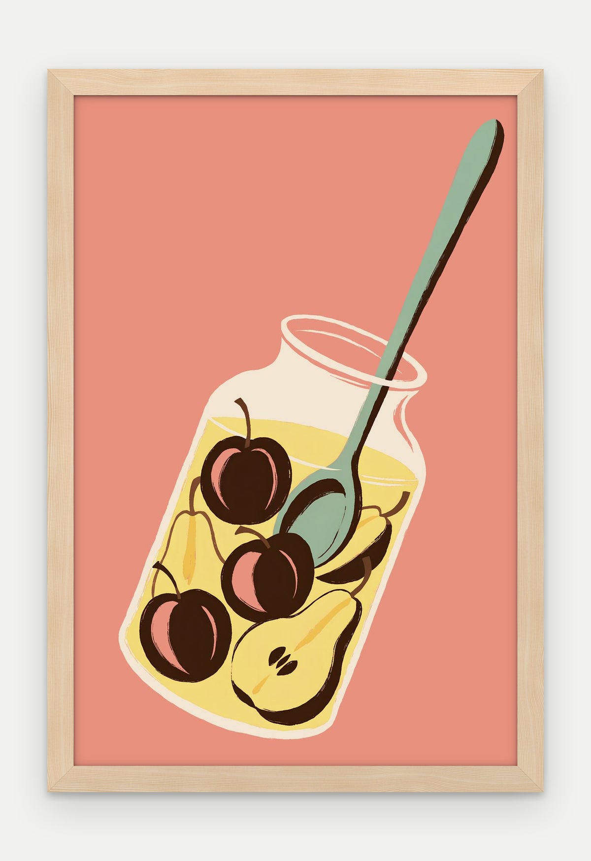 Plakat Kompot w ramie, oprawa: drewno naturalne, format 40 × 60 cm