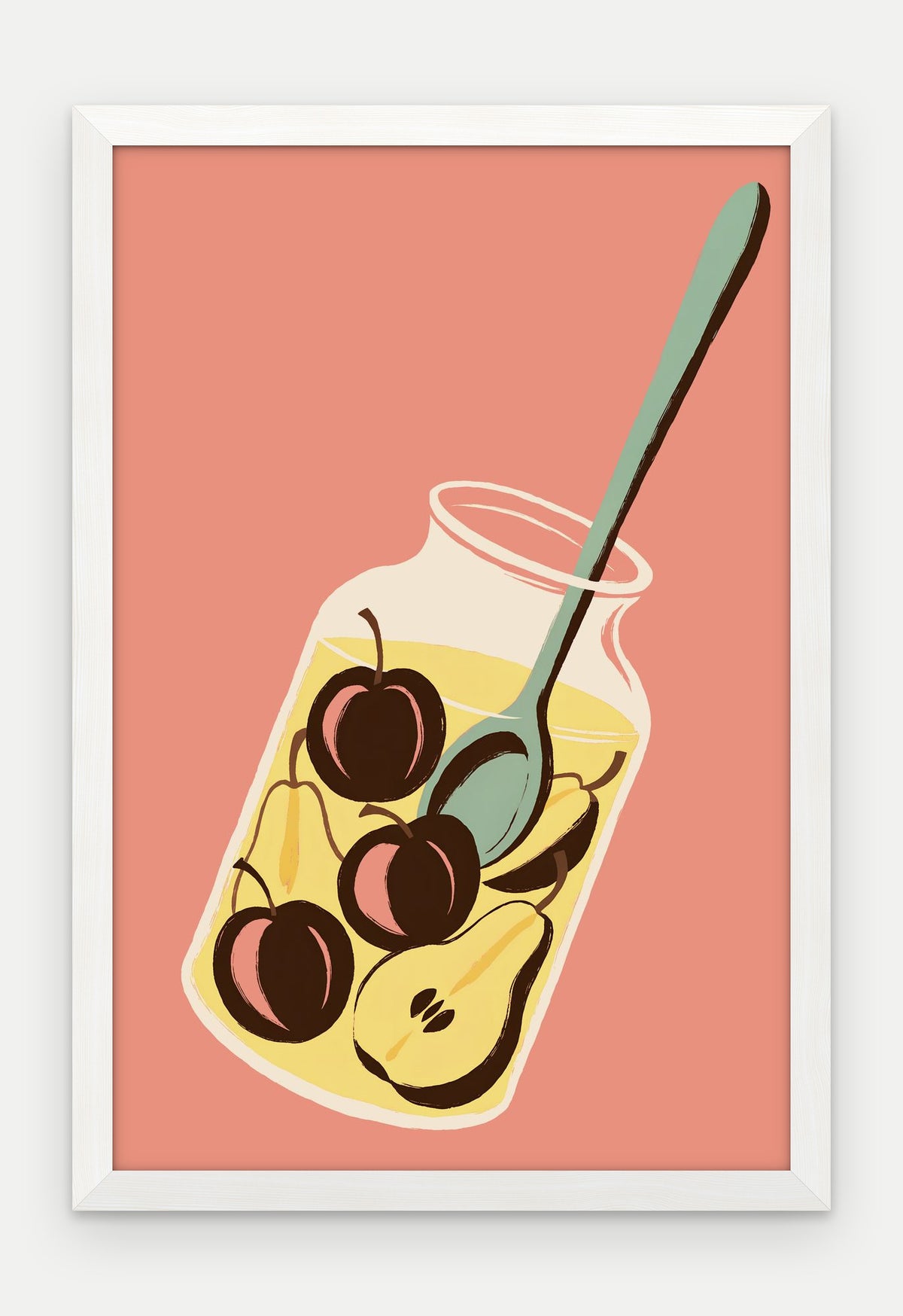 Plakat Kompot w ramie, oprawa: drewno białe, format 40 × 60 cm