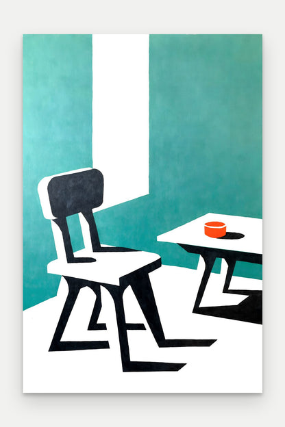 Obraz na płótnie Krzesło na blejtramie, bez ramy, format 20 × 30 cm