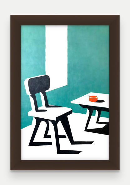 Obraz na płótnie Krzeslo w ramie, oprawa: drewno brązowe, format 20 × 30 cm