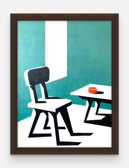 Obraz na płótnie Krzeslo w ramie, oprawa: drewno brązowe, format 30 × 40 cm