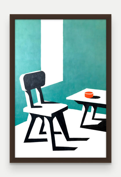 Obraz na płótnie Krzeslo w ramie, oprawa: drewno brązowe, format 40 × 60 cm