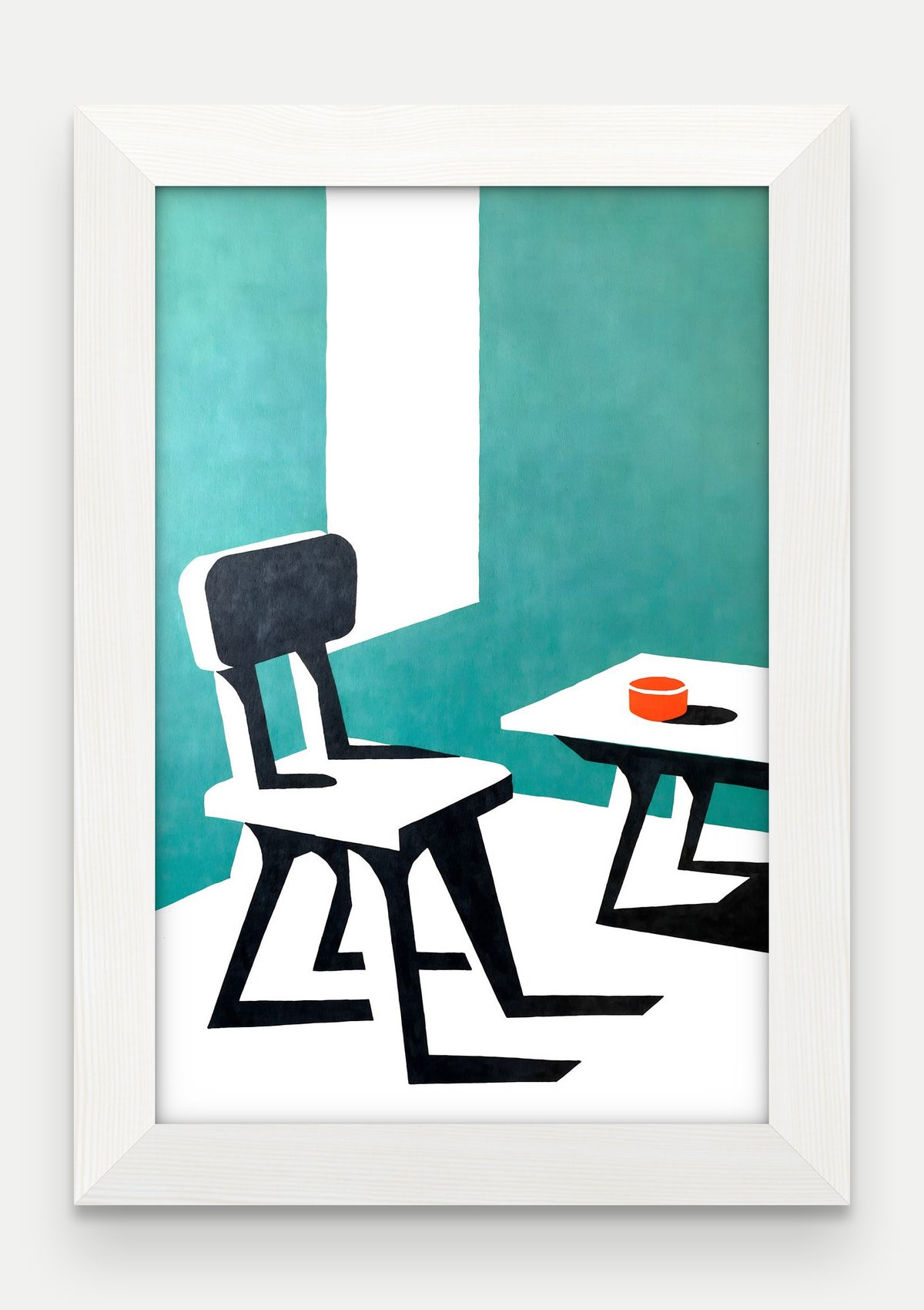 Obraz na płótnie Krzeslo w ramie, oprawa: drewno białe, format 20 × 30 cm
