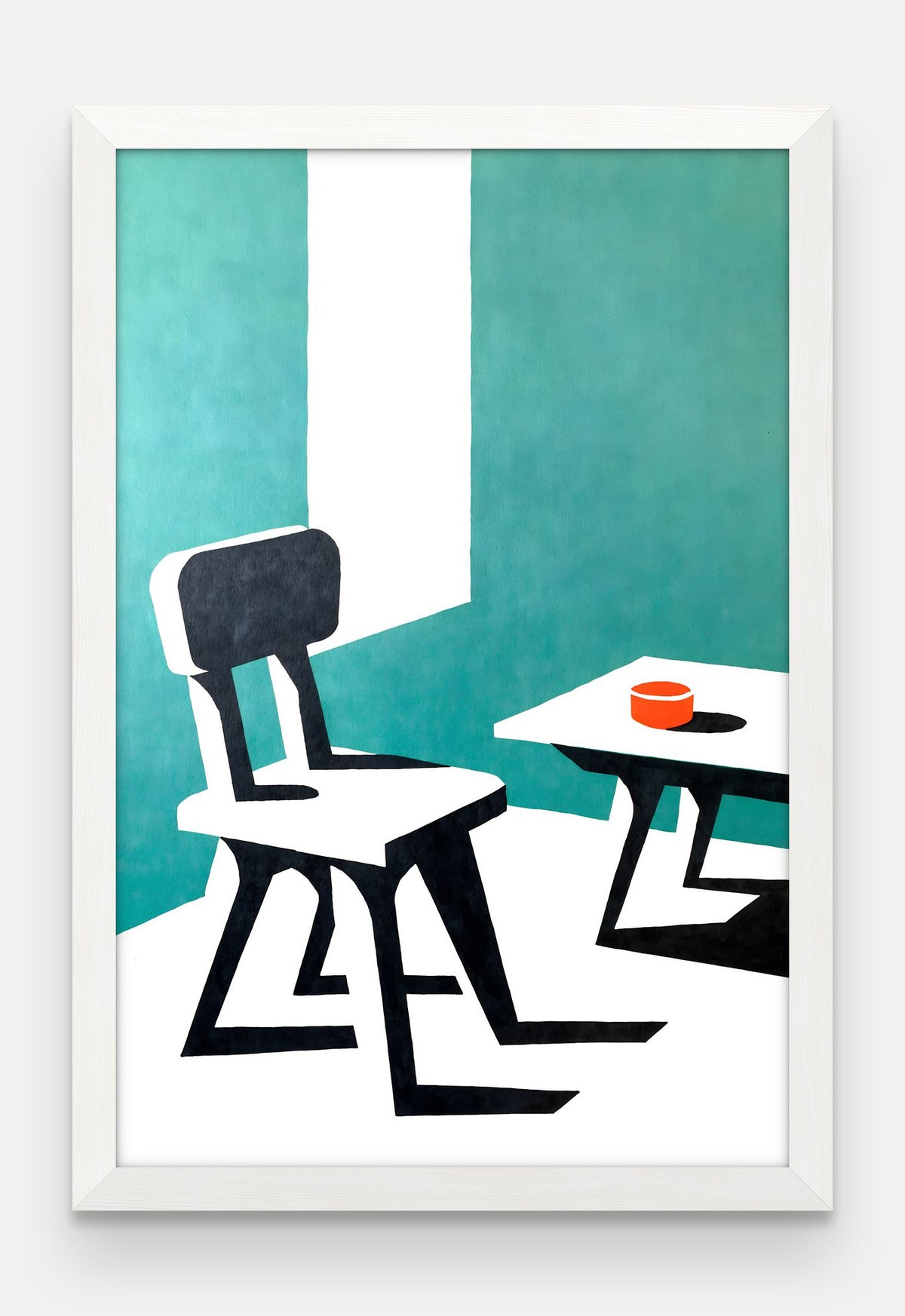 Obraz na płótnie Krzeslo w ramie, oprawa: drewno białe, format 40 × 60 cm