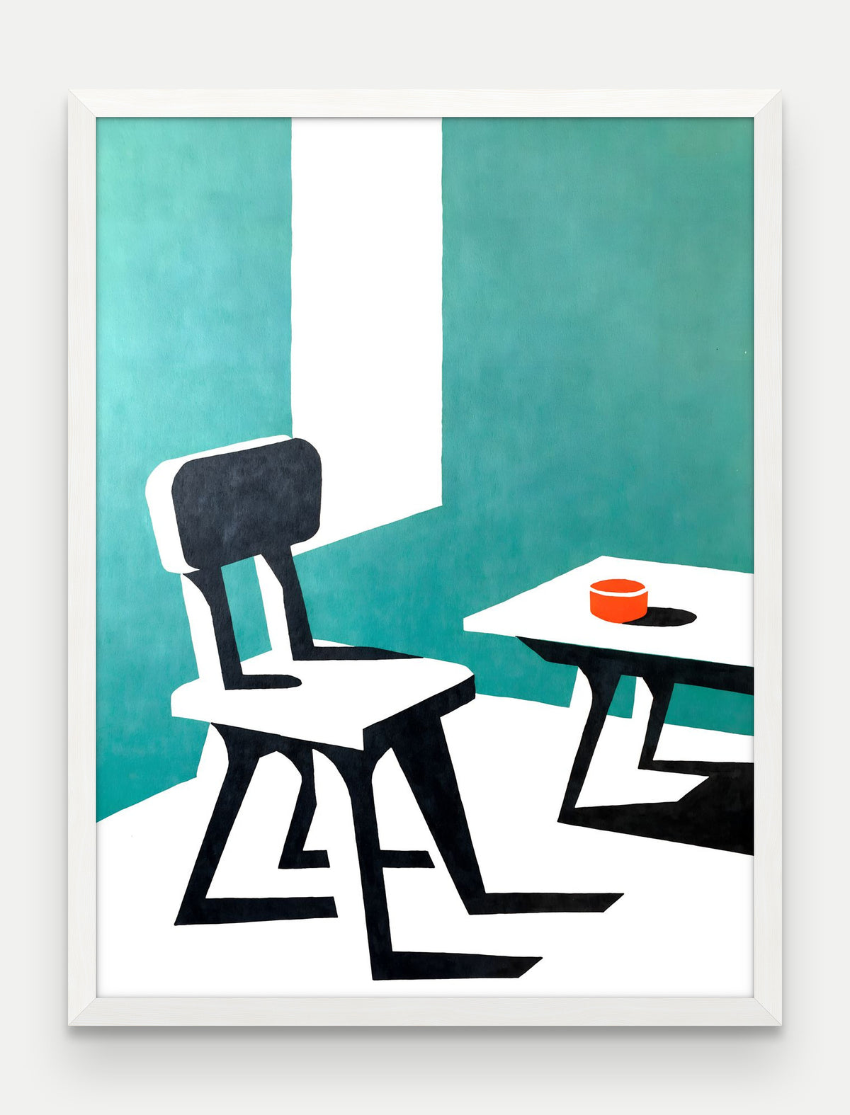 Obraz na płótnie Krzeslo w ramie, oprawa: drewno białe, format 60 × 80 cm