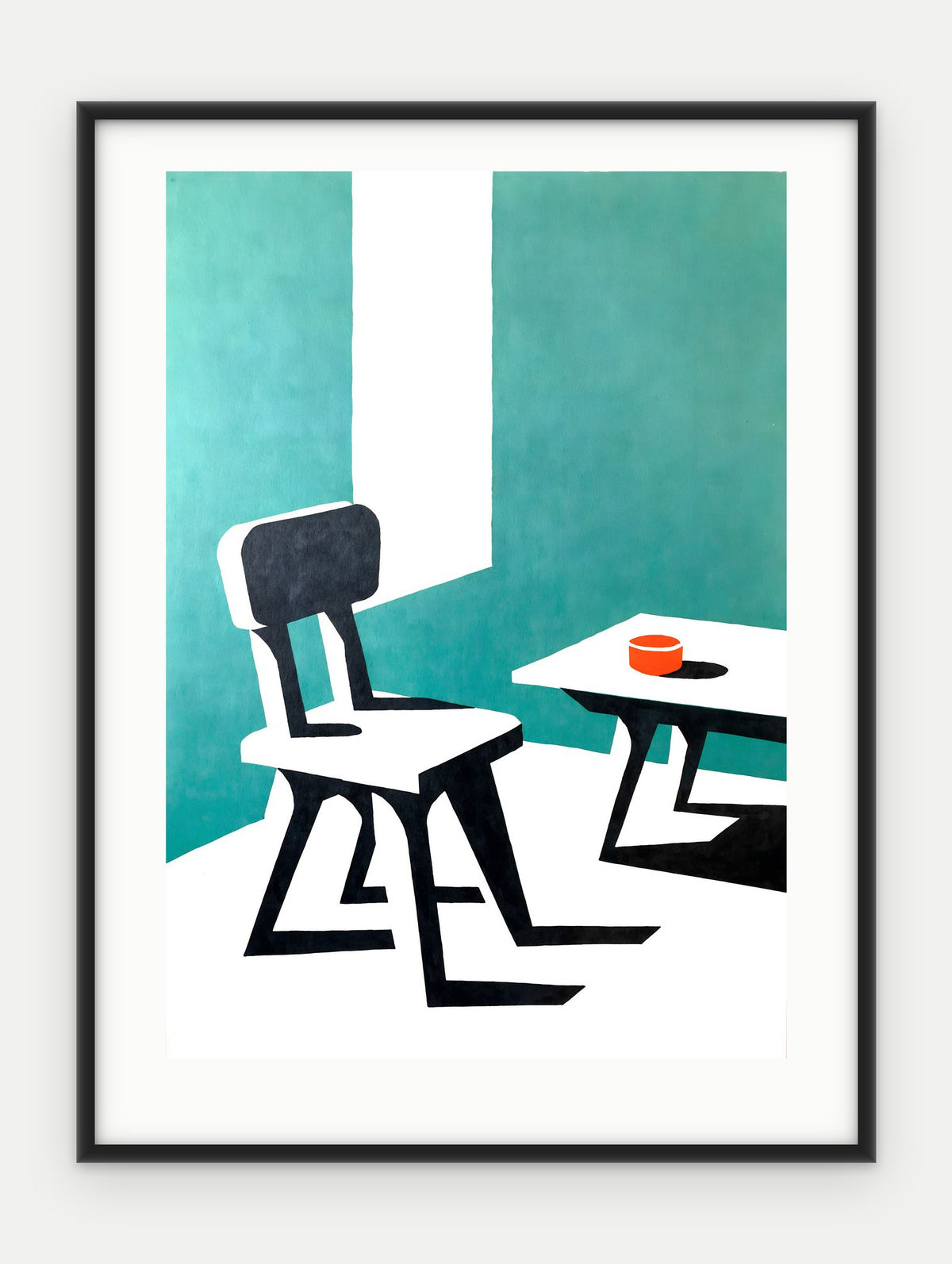 Plakat Krzesło w ramie, oprawa: aluminium czarne, z passe-partout, format 30 × 40 cm