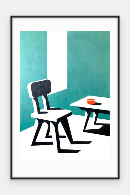 Plakat Krzesło w ramie, oprawa: aluminium czarne, z passe-partout, format 40 × 60 cm