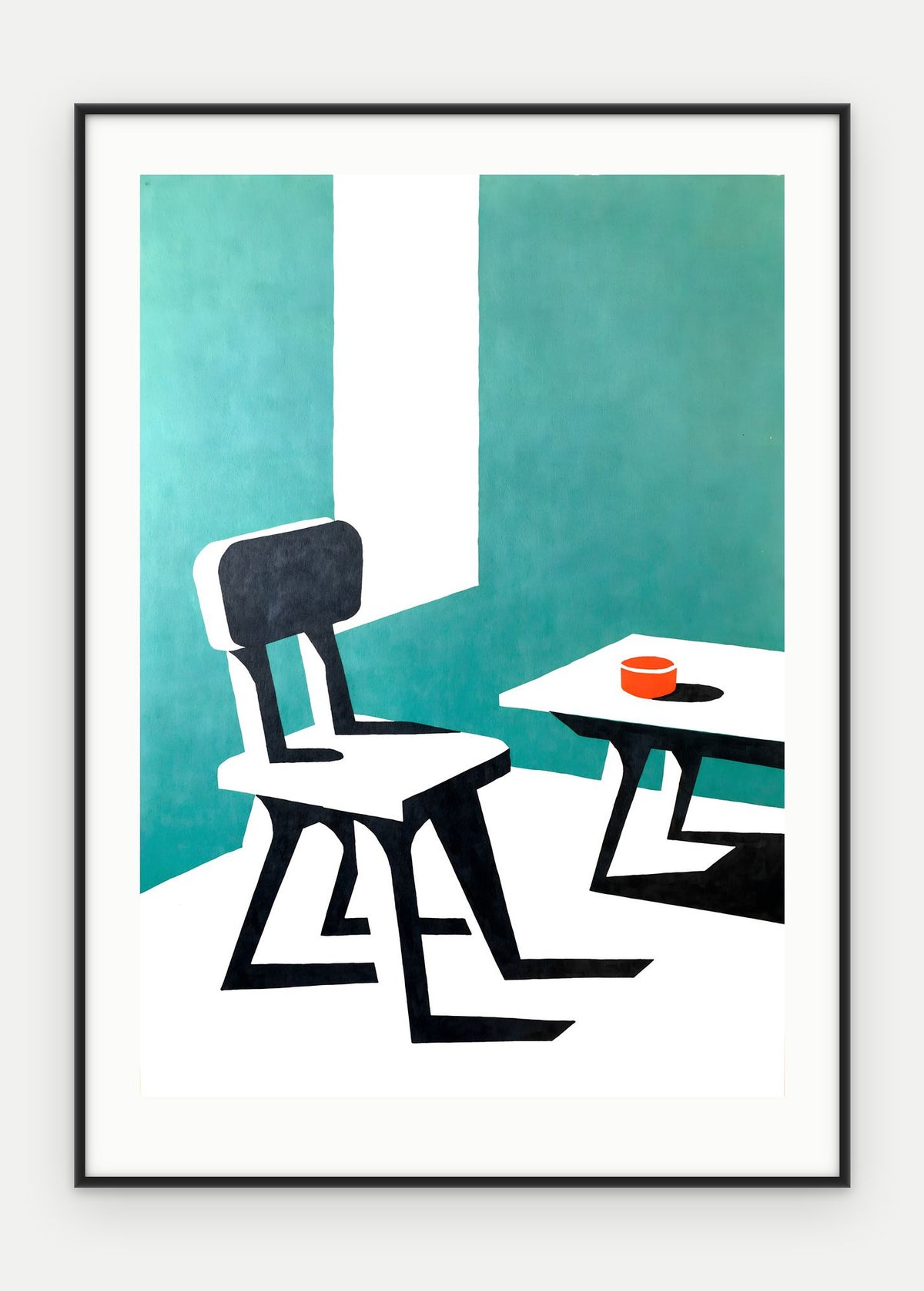 Plakat Krzesło w ramie, oprawa: aluminium czarne, z passe-partout, format 50 × 70 cm