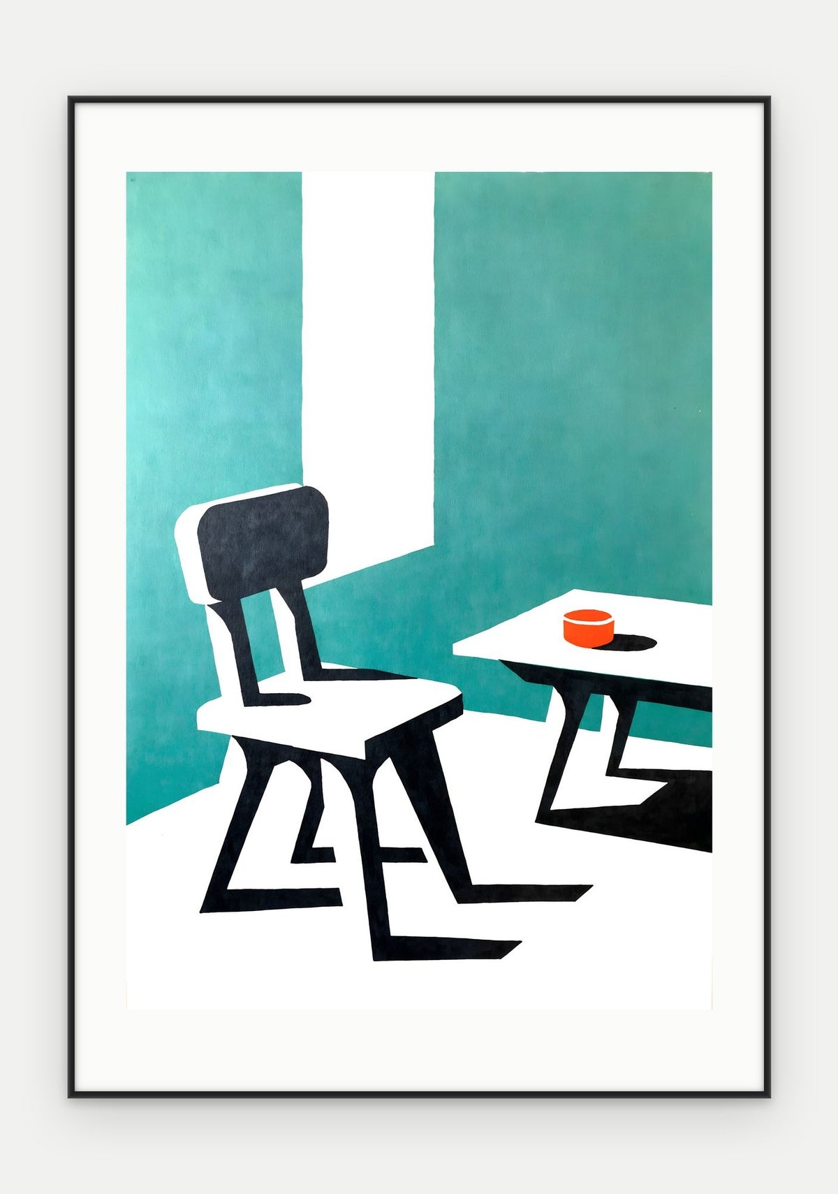 Plakat Krzesło w ramie, oprawa: aluminium czarne, z passe-partout, format 70 × 100 cm