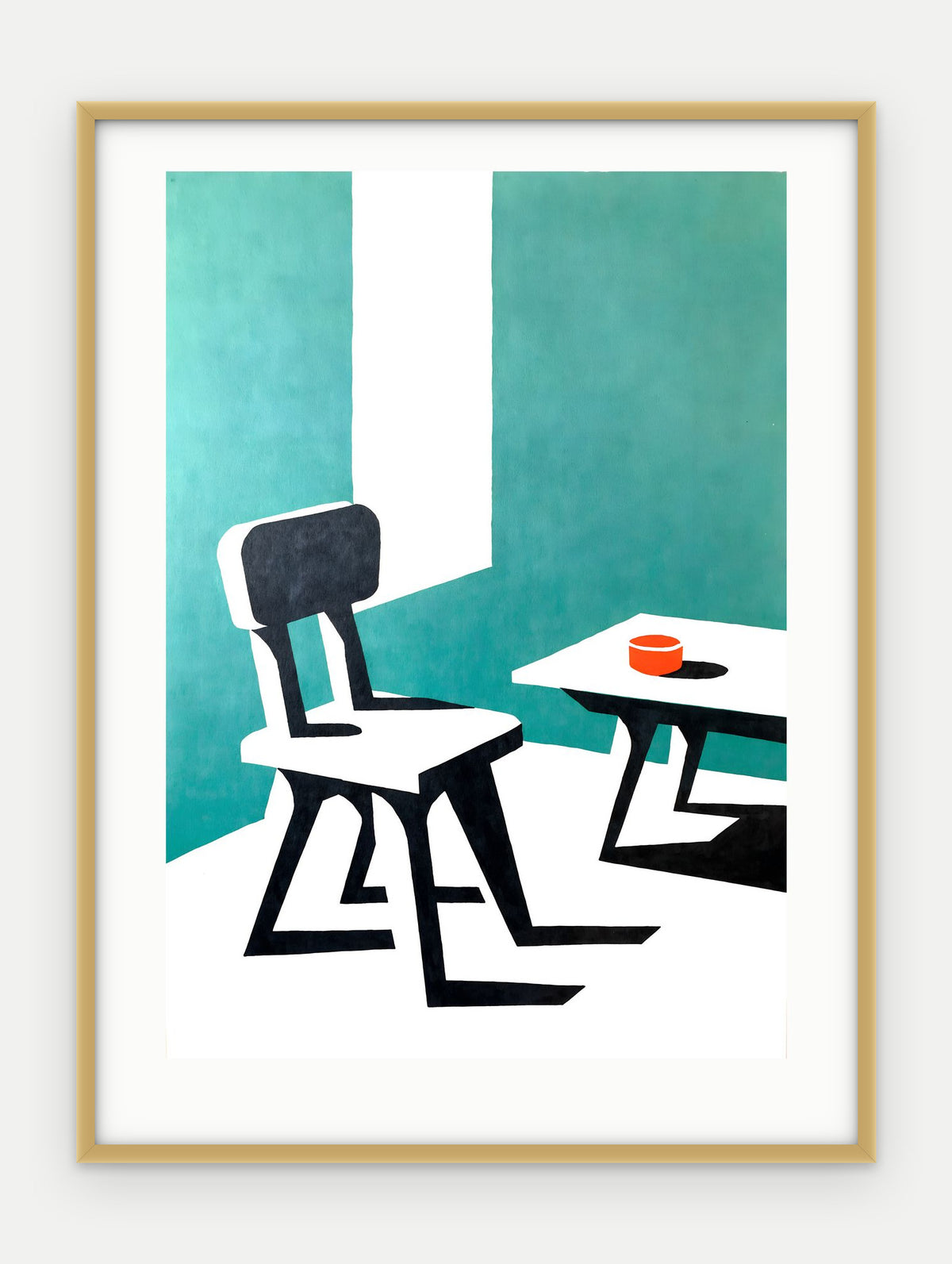 Plakat Krzesło w ramie, oprawa: aluminium złote, z passe-partout, format 30 × 40 cm