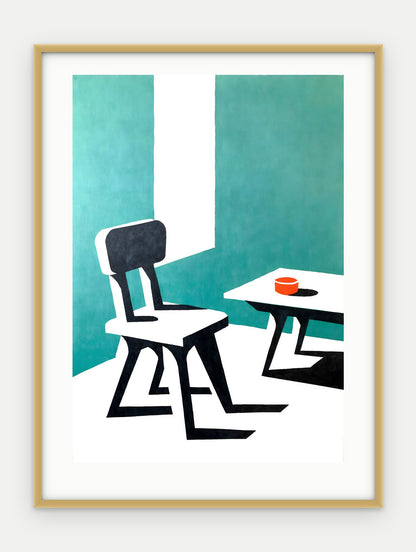 Plakat Krzesło w ramie, oprawa: aluminium złote, z passe-partout, format 30 × 40 cm