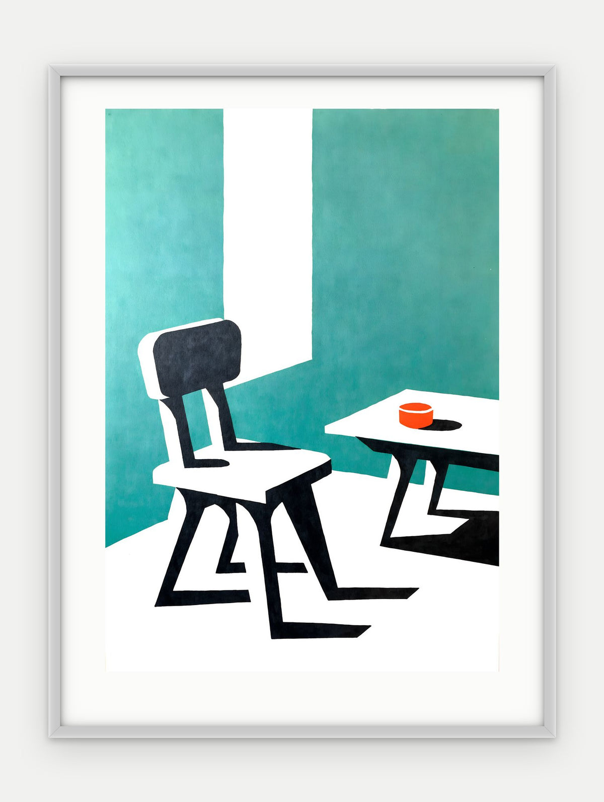 Plakat Krzesło w ramie, oprawa: aluminium srebrne, z passe-partout, format 30 × 40 cm