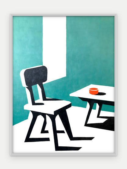 Plakat Krzesło w ramie, oprawa: aluminium srebrne, format 30 × 40 cm