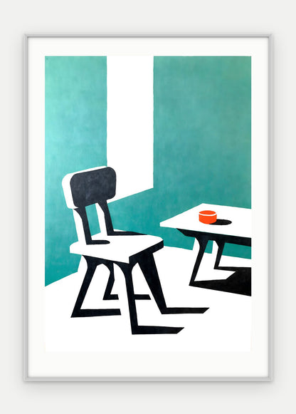 Plakat Krzesło w ramie, oprawa: aluminium srebrne, z passe-partout, format 50 × 70 cm