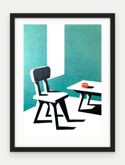 Plakat Krzesło w ramie, oprawa: drewno czarne, z passe-partout, format 30 × 40 cm